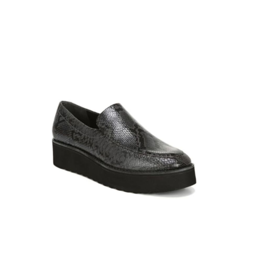 VINCE. Womens Black Snake Print Zeta Platform Slip On Heeled Loafers 7.5 M